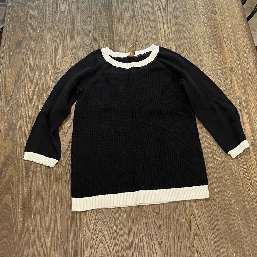 Copper Key Black White Colorblock Cotton Knit Sweater Size XL